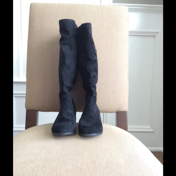Black Suede Slouchy Boots Sz 6