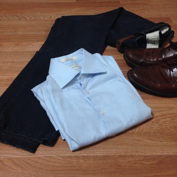 John W. Nordstrom Tailored Fit Shirt Herringbone