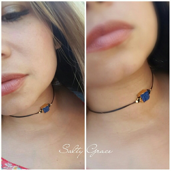 Salty Grace Jewelry - Royal blue druzy choker