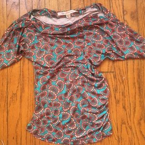 DVF red and blue print top