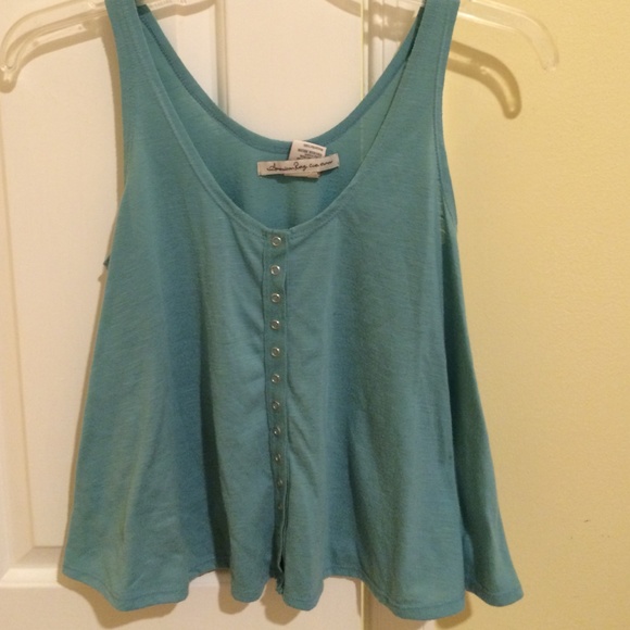 Blue Button - up Flowy Tank