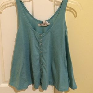 Blue Button - up Flowy Tank