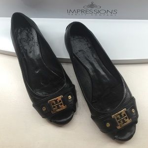 Tory Burch Peep Toe Ballet Flats