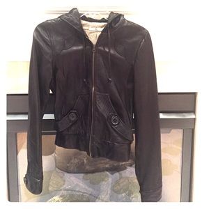 Mint condition Mike & Chris leather hooded  jacket