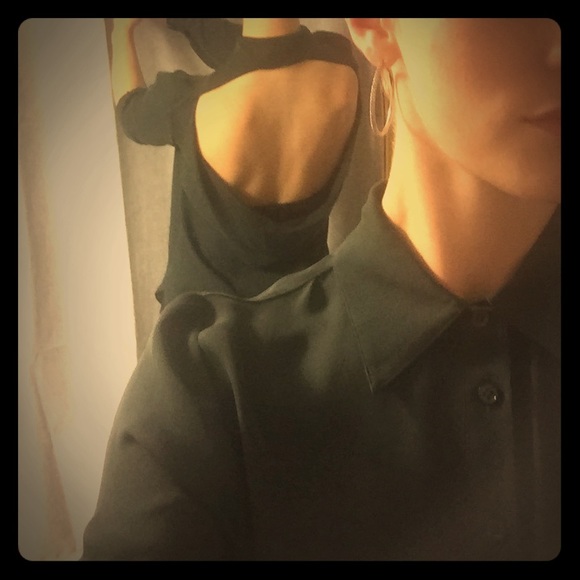 100% Silk button down with open back