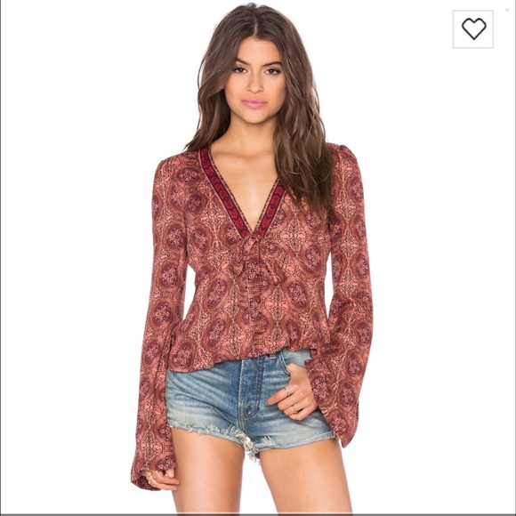 Free People Time of Ur Life Printed Top coralcombo