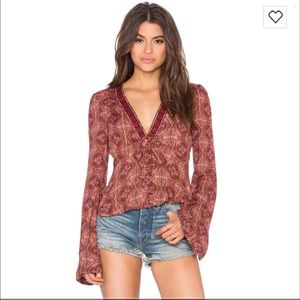 Free People Time of Ur Life Printed Top coralcombo