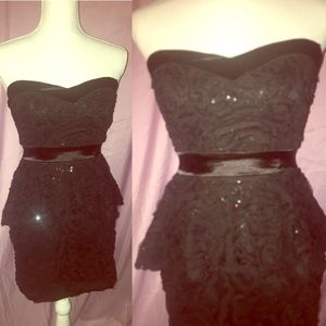 Arden b black sequined peplum dress with florals