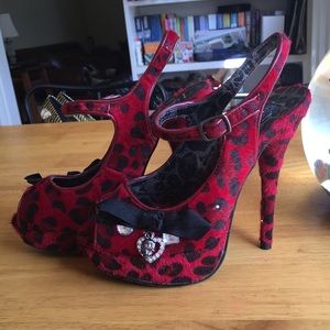 Red leopard print heels