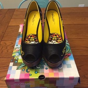 Ed Hardy wedge heels