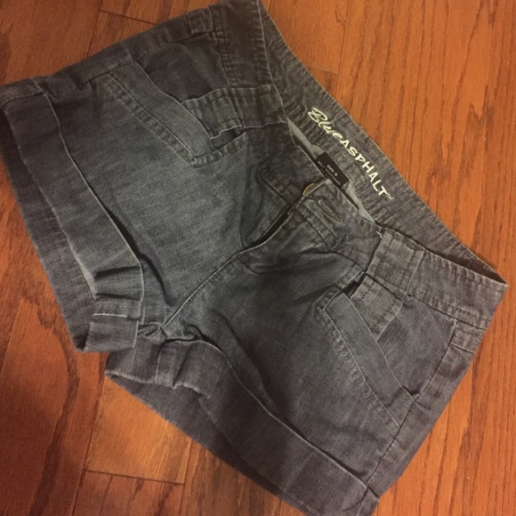 Denim shorts.