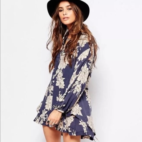 Free People Shake it Off Shirt Dress ColorMarine