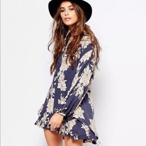 Free People Shake it Off Shirt Dress ColorMarine