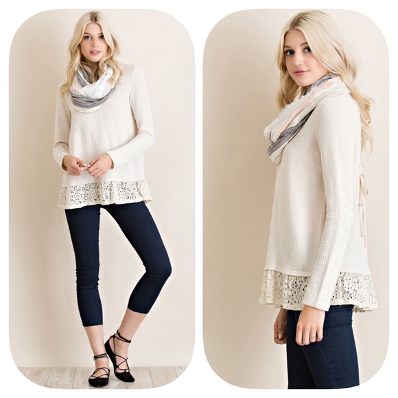 Last One! Ribbed Top with Eyelet Trim - Picture 2 of 3