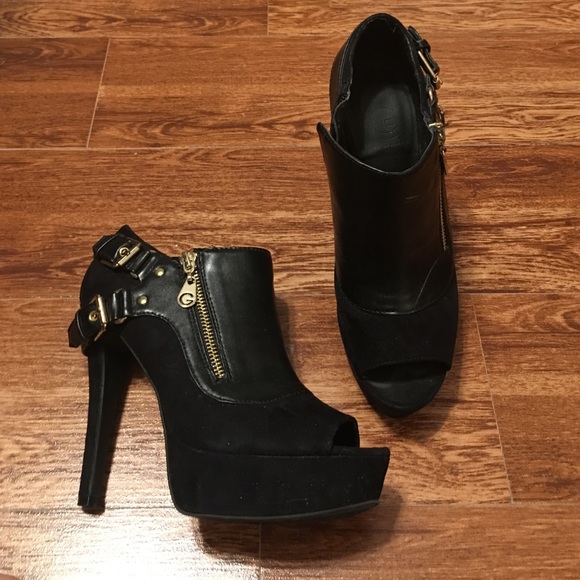 Peep Toe Heeled Booties