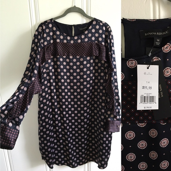 SALE! Silk Banana Republic dress with print.