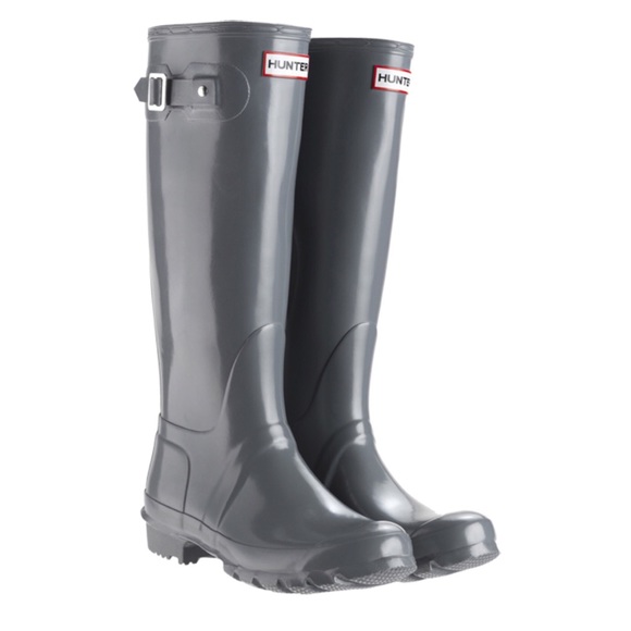 Size 6M/7F Hunter Original Tall Gloss Boot Gray