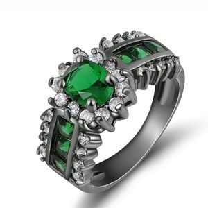 ❌️SOLD Emerald 10k Black Gold Filled Ring w/CZs