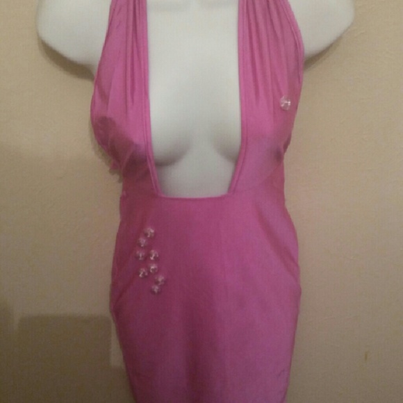 Pink backless stud detail mini dress S one left - Picture 1 of 2