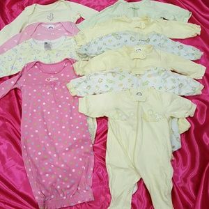 10 pc Bundle Baby Girl Sleep Bags & Onesies Nb-3mo