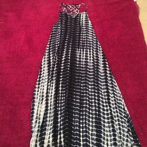 Tie-dyed lattice back maxi dress