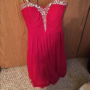 Red gem detail dress open back