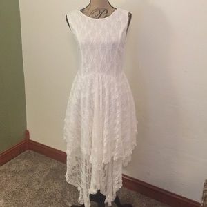 White lace boutique high low dress