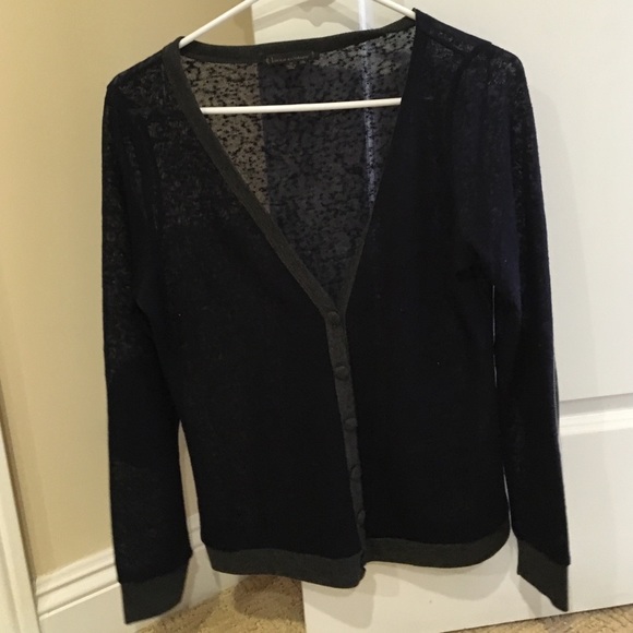 Navy cardigan with gray trim