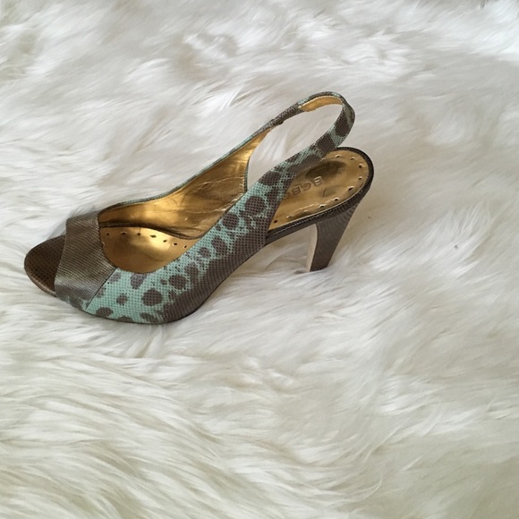BCBGirls Green & Gold Snake Print Sandals - Picture 2 of 3