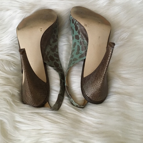 BCBGirls Green & Gold Snake Print Sandals - Picture 3 of 3