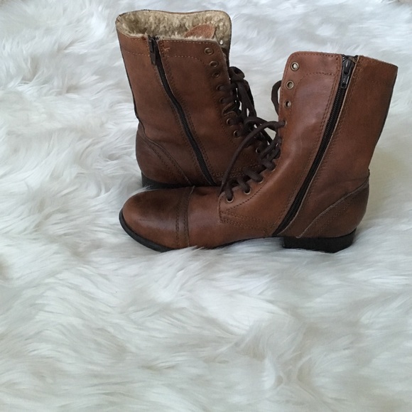 Steve Madden Brown Military Boots - Picture 1 of 2