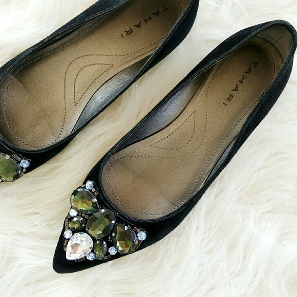 Tahari Shoes - TAHARI | Bejeweled Suede Flats