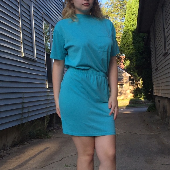 BLUE SPORTY DROP WAIST DRESS - Picture 3 of 3