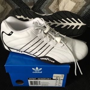 Adidas-Adi racer low. White with black. Size 5.
