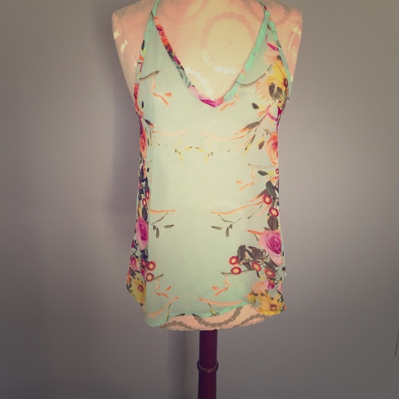 Adorable. Floral open back tank.