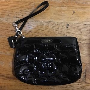 Glossy Black Coach Wristlet