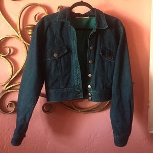 Indigo denim vintage jacket w pocket embroidery