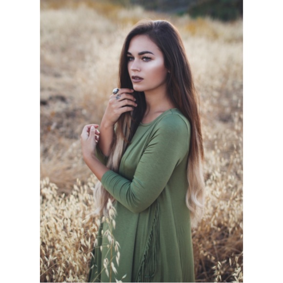 HP Oliver Fringed Long Sleeve Tunic Dress - Picture 3 of 4