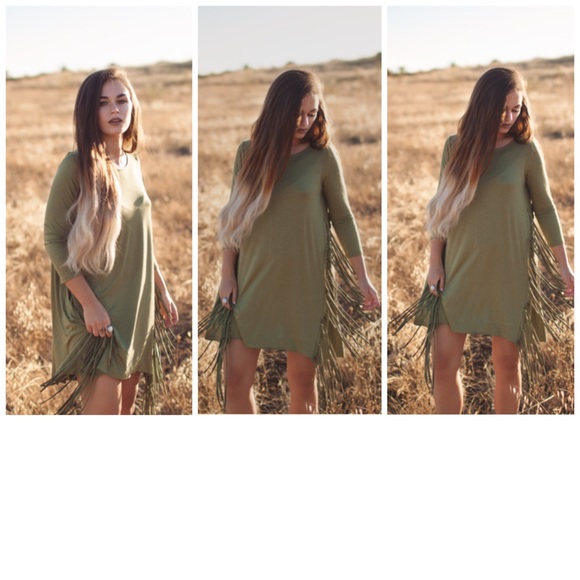 HP Oliver Fringed Long Sleeve Tunic Dress - Picture 4 of 4