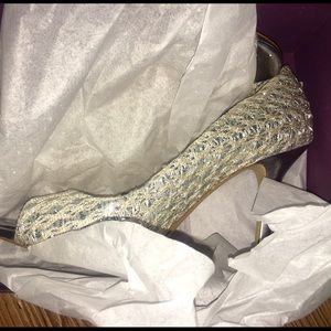 New In Box Enzo Angiolini Silver Heels 9