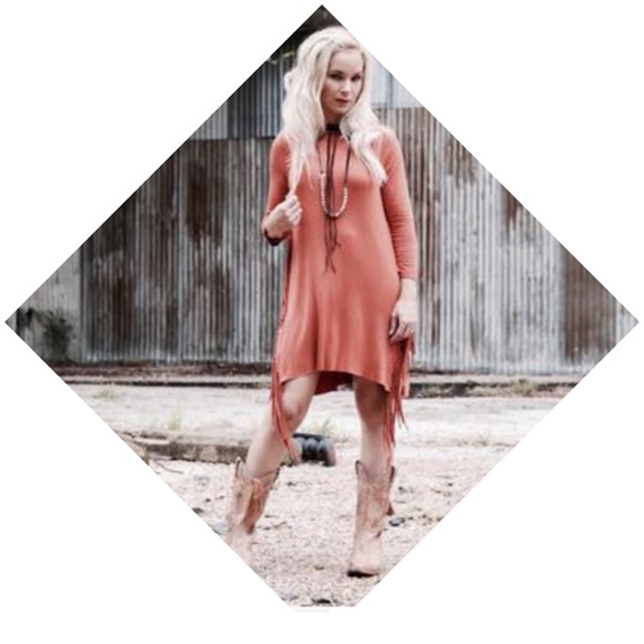 Raven Fringed Long Sleeve Tunic Dress - Picture 4 of 6