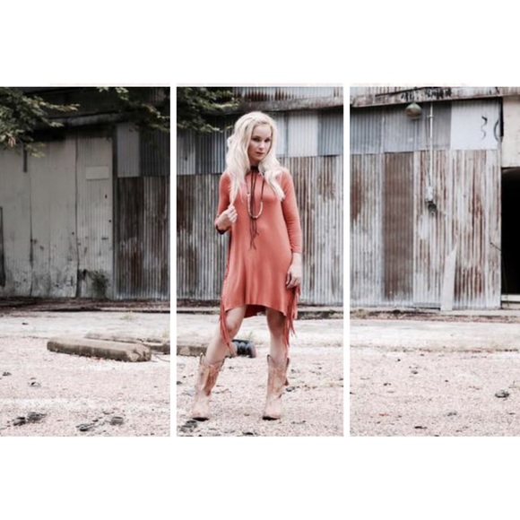 Raven Fringed Long Sleeve Tunic Dress - Picture 5 of 6