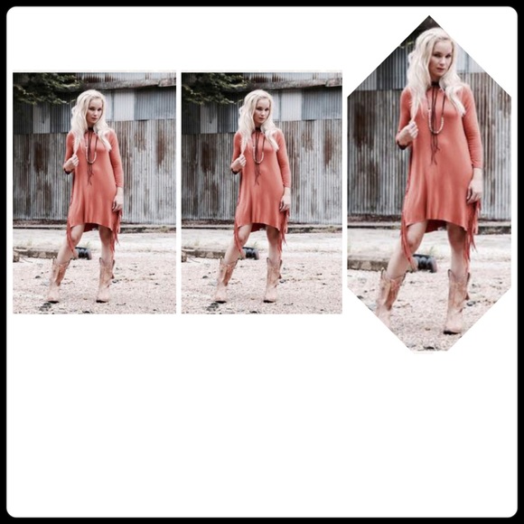 Raven Fringed Long Sleeve Tunic Dress - Picture 6 of 6