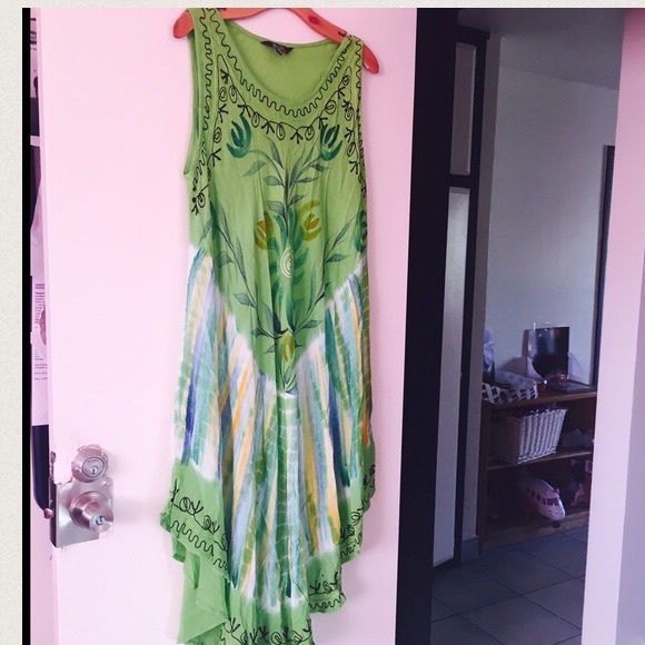 Long Tunic green multi color   dress