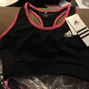 Adidas black and pink sports bra