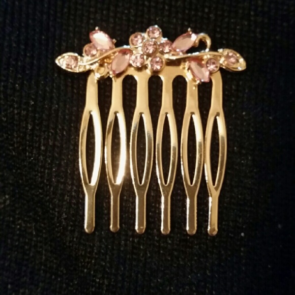Pink Rhinestone Hair Comb - Picture 1 of 4