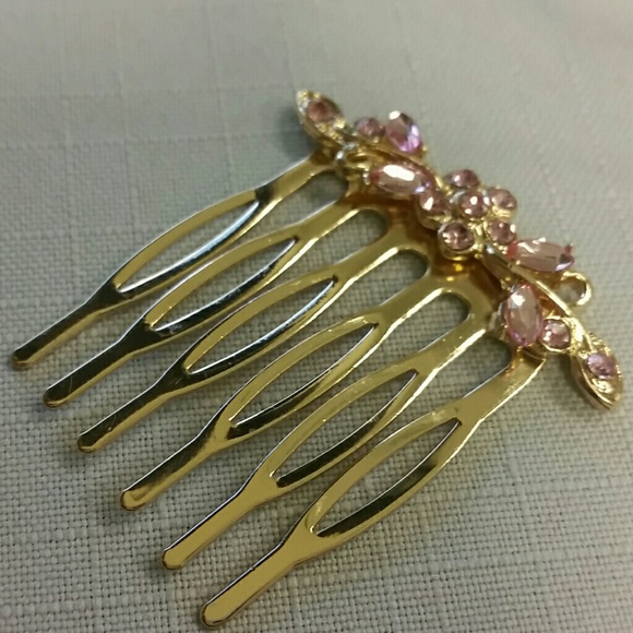 Pink Rhinestone Hair Comb - Picture 3 of 4