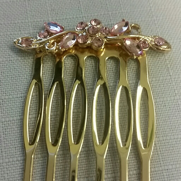Pink Rhinestone Hair Comb - Picture 4 of 4