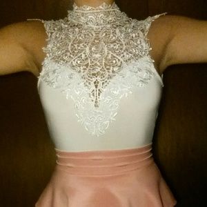 High neck, peplum dress! Worn