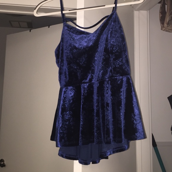 Navy felt peplum top - Picture 1 of 1